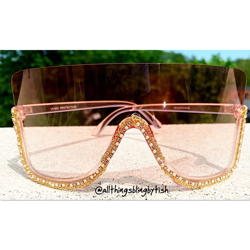Half Frame Bling Shield Sunglasses